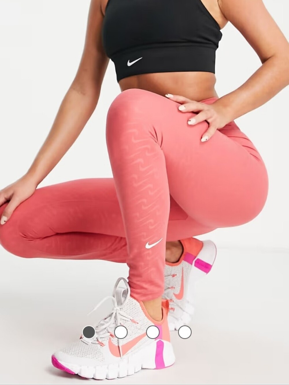 🆕️ Nike Training Pink Coral Dri-Fit Icon Clash All Over Print 7/8 Leggings Sz S